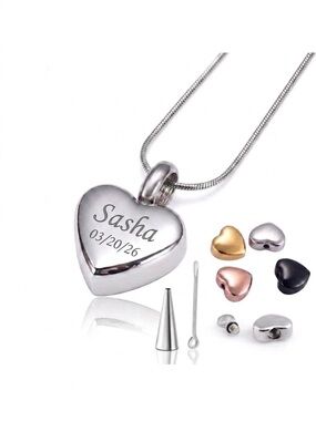 Linx 20in Necklace with Personalized Urn Memorial Heart Charm